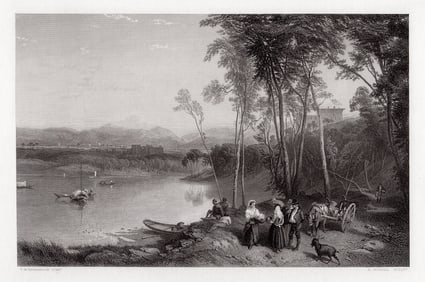 Thomas Miles Richardson Junior Evening in Italy engraving signed