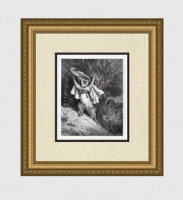 Gustave Dore Puss in Boots X 1880 Woodcut Signed