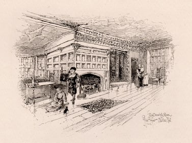 Herbert Railton The Drawing Room, Haddon Hall 1891 etching