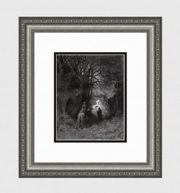 GUSTAVE DORE 1800s Woodcut Angelica meets the Hermit SIGNED Framed