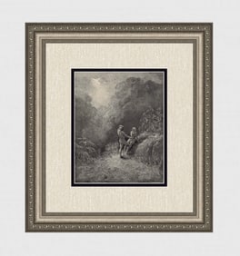 Gustave Dore Adam & Eve (Milton's Paradise Lost) c. 1880 Woodcut Signed