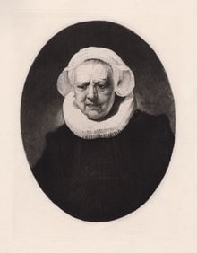 Rembrandt Portrait D'une Vieille Dame (Portrait of an Old Lady) c. 1880 etching