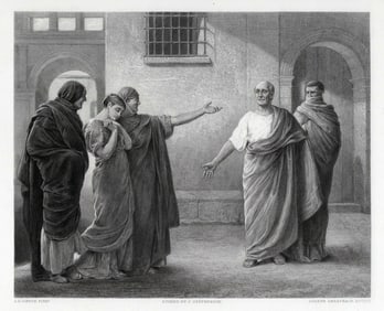 1800s James Dromgole Linton Engraving The Volumnia Reproaching FRAMED SIGNED COA