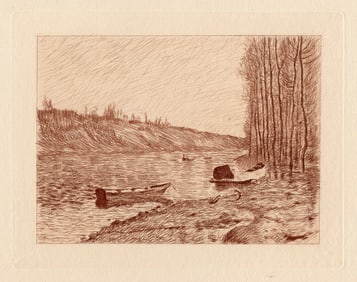 Alfred Sisley 1892 Etching The Seine in Moret