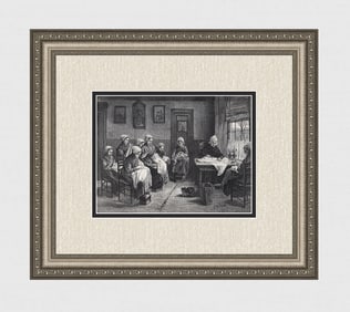 Jozef Israels Antique Print The Sewing School at Katwyk Framed Signed