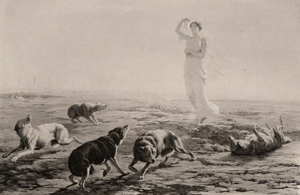 BRITON RIVIERE 1800s Antique Print Goddess Pallas Athene Signed FRAMED COA