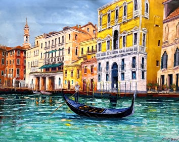 Mauricio Garay Original Painting Venice Gondola 40 x 30 inches
