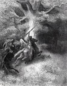 1800s GUSTAVE DORE Religious Woodcut Death of Absalon SIGNED FRAMED