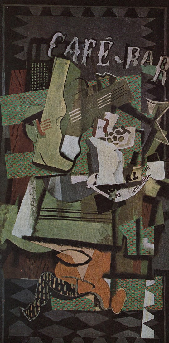 Georges Braque 1946 Vintage Color Print The Coffee Bar Framed: Georges Braque (French, 1882-1963). Le Cafe-Bar (The Cafe-Bar). Vintage color print after the original painting. Year: 1946. Printer: Roto-Sadag Printing House, Geneva. Condition: Excellent. Image Siz