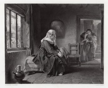 1865 Alfred Elmore The Novice engraving signed