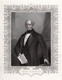 Daniel J. POUND ORIGINAL 1800s Engraving Viscount Palmerston SIGNED Framed