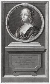 Adriaen van der Werff 1697 Engraving Henrietta Anne, Duchess of Orléans Framed