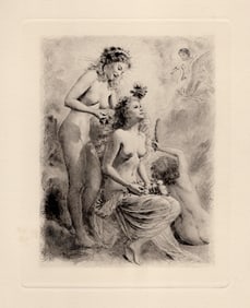 Psyche Preparing for Cupid Original 1955 Paul-Emile Becat Limited Drypoint