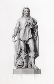 1858 John Henry Foley Antique Engraving Mr. John Hampden Gallery Framed