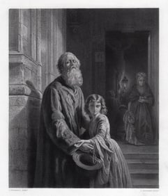 Joseph Lawrens DYCKMANS 1800s Engraving The Blind Beggar FRAMED Signed
