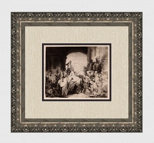 1800s REMBRANDT B40 Etching Triumph of Mordecai Durand Framed