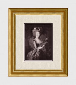 VIGEE LE BRUN 1800s Antique Marie Antoinette with a Rose Framed