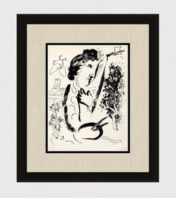 1963 Marc Chagall Lithograph In Front of the Picture Framed