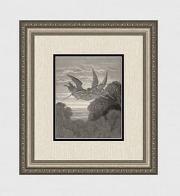 Gustave Dore Angels (Milton's Paradise Lost) c. 1880 Woodcut Signed