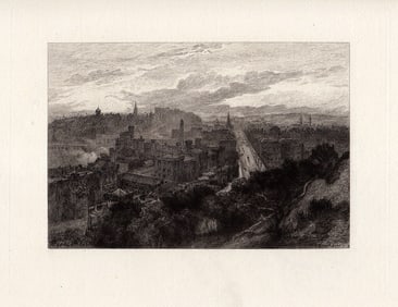 1878 William Ewart Lockhart View from Calton Hill etching signed