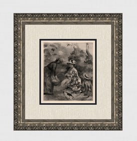 Limited Edition SIGNED RENOIR 1919 Engraving Le marchand de Pommes Framed