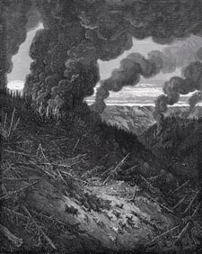 1800s Gustave Dore Atala Wood Engraving "The Forest Fire" SIGNED Framed