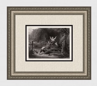1800s WILLIAM COLLINS SIGNED Engraving Where Children Play FRAMED
