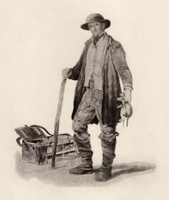 1800s WILLIAM COLLINS 1800s Antique Print A Kentish Ratcatcher FRAMED