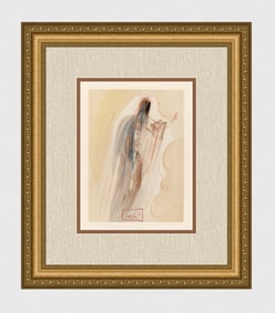 1960 Salvador Dali Creation Angels Woodcut Signed Framed