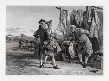 KEELEY HALSWELLE 1800s Engraving Altercation of the Peddler & Cleveland Framed