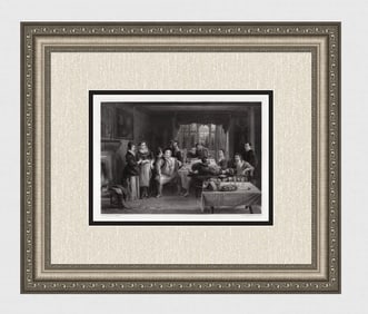 1800s CHARLES ROBERT LESLIE Engraving Falstaff & his Friends Signed Framed