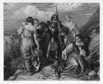 F. R. PICKERSGILL SIGNED 1800s Engraving "Christian in the Valley" FRAMED