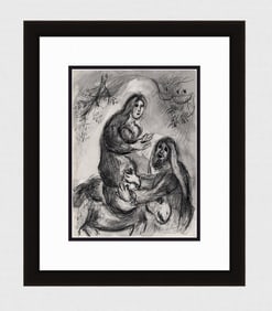 Marc CHAGALL 1960 Antique Biblical Print Rachel and Jacob Framed