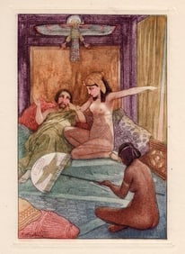 FIRMIN MAGLIN 1929 Color Engraving Demetrios with Chrysis Framed Signed