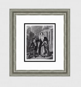 1800s William Powell Frith Engraving "The Crossing Sweeper" Signed Framed COA