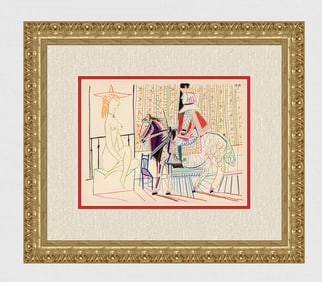 Pablo Picasso 1954 La Comedie Humaine Color Lithograph Framed