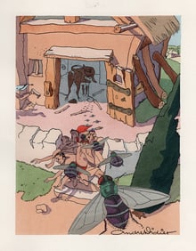 SIGNED 1946 Andre Didier Color Lithograph Lucius in the Stable LIMITED Framed