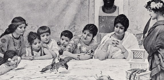 Georges Rochegrosse 1800s Antique Print A Cockfight SIGNED Framed