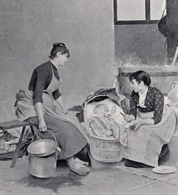 Emile-Auguste Pinchart 1800s Antique Print Childs Slumber SIGNED Framed