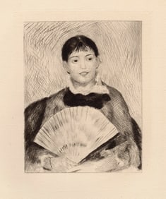 Auguste RENOIR 1892 Etching "Woman with a fan"