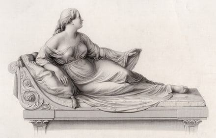 1800s Peter Hollins Engraving The Monument to Mrs. Thompson FRAMED