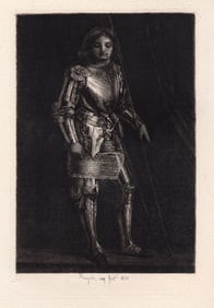 1875 Giorgione A Knight in Armour etching signed