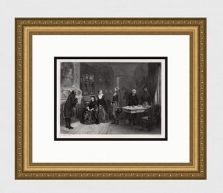 Charles Rochussen 1800s Engraving The Search Executed FRAMED Signed