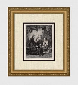 Benjamin Vautier 1800s Etching "Miss Little Barefoot" Signed Framed