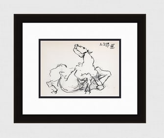PABLO PICASSO 1961 Vintage Lithograph Injured Horse FRAMED