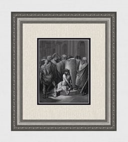 1800s Gustave DORE Woodcut Pilate Delivers Jesus SIGNED FRAMED