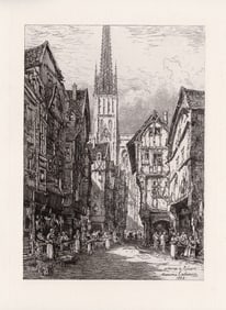 Maxime Lalanne 1885 etching Rouen France signed
