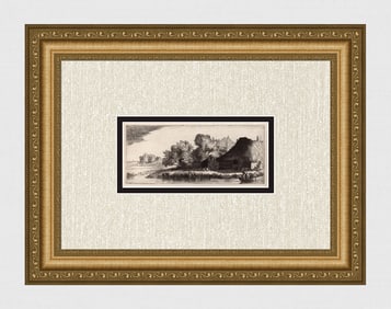 1800s REMBRANDT B249 Etching FARM LANDSCAPE Durand SIGNED Framed