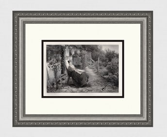 Myles Birket FOSTER SIGNED Engraving "Convalescent" FRAMED