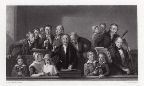 Thomas Webster 1867 engraving The Village Choir signed